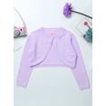 thumbnail image 6 of YUUMIN Girls Long Sleeve Knitted Cardigan Bolero Shrug Sweater Wedding Flower Girls Dress Cover Up Purple 120, 6 of 7