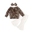 thumbnail image 1 of Xingqing 3PCS Toddler Infant Baby Girls Leopard Print Long Sleeve Tops Solid Color Flared Long Pants Sets, 1 of 10