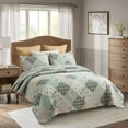 thumbnail image 2 of JML Quilt Set, Queen, Light Green Gardens Style, 3 Piece, 2 of 6