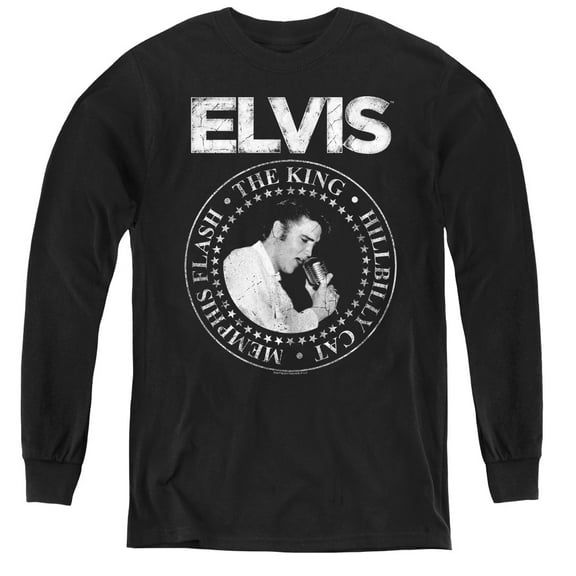 Elvis Presley Rock King Youth Long Sleeve T-Shirt Black
