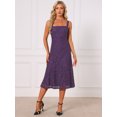 thumbnail image 3 of DARING DIVA Women's Lace Prom Straps Square Neck Sleeveless Midi Dress M Purple, 3 of 5