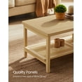 thumbnail image 4 of 2-Tier Coffee Table with Rattan Shelf, 47.2 Inch Rectangular Living Room Table with Rounded Corners, 110 lb Capacity for Sofa Office, Oak Beige, 4 of 5