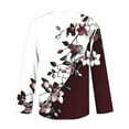 thumbnail image 5 of HOMBOM Womens T-Shirts Turn down Collar Fall Long Sleeve V-Neck Wine Tops Floral for Ladies Classic Fit, 5 of 5