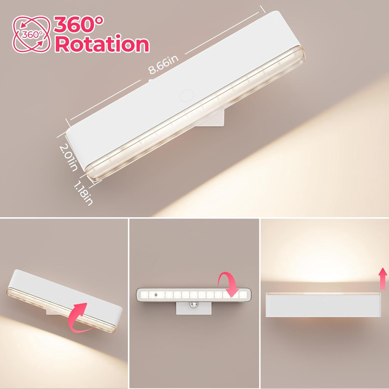 Wireless Vanity Lights for Mirror Set of 2, 4000mAh Rechargeable Stick On Makeup Light, CCT Modes & Dimmable Brightness, Cordless for Mirror Vanity Bathroom