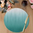 thumbnail image 3 of Teal Green Ombre Round 13 Inch Placemats Set of 4, Contemporary Gradient Abstract Art HeatResistant Non Slip Place Mats for Dining Table, Wipeable Braided Kitchen Table Mats for Housewarming, 3 of 9