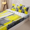 thumbnail image 3 of Homewish Yellow Watercolor Square Zipper Full Size Comforter Sets with Fitted Sheet and 2 Pillowcases,Vintage Abstract Artwork Zipper Bedding Set,Polkadot Reversible,4pcs, 3 of 8