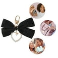 thumbnail image 3 of Unique Bargains 1 Pc Handbag Charms Keychains Faux Pearl Heart Bow Bag Accessories Black, 3 of 5