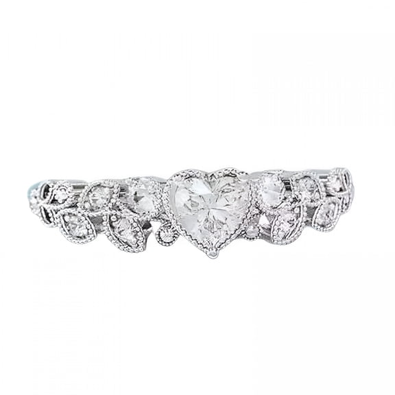 DESIGNICE Heart Cut Ring in Cubic Zirconia, Stainless Steel, Size 5-11