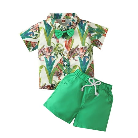 

QWERTYU Infant Baby Toddler Child Children Kids Outfits Summer Short Sleeve Shirts and Shorts Set Clothing Set for Boy 6M-4Y