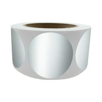 Royal Green Metallic Label Rolls 2 inch Shiny Round Silver Stickers (50mm) - 600 Pack