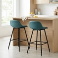 thumbnail image 2 of Cortesi Home Rain Counterstools in Teal Faux Leather, Black Base (Set of 2), 2 of 7