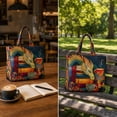 thumbnail image 6 of Quilted Fabric Tote Bag, Fantasy Dragon Floral And Teacup Pattern Handbag, Vintage Creature Printed Shoulder Bag For Daily Commute Shopping Essentials Storage,17"x15", 6 of 6