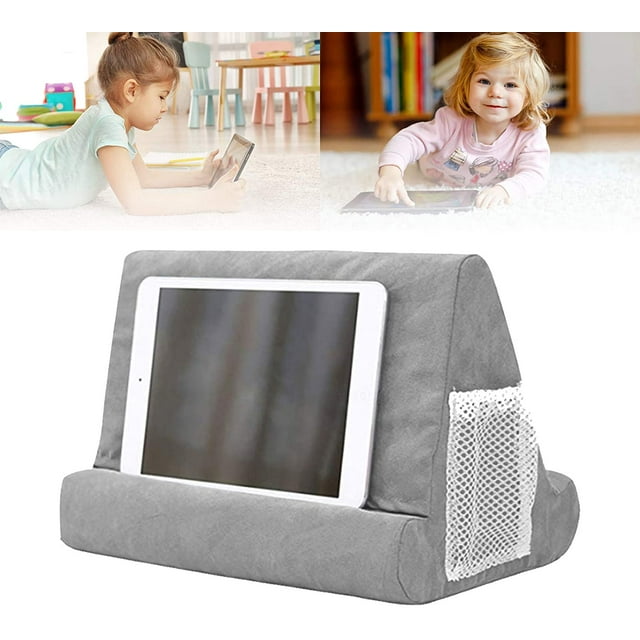 Oreiller Doux pour IPads, Support d'Oreiller pour Téléphone, Support de Tablette, Support d'Oreiller, Utilisé sur Lit, Bureau, Voiture, Canapé, Sol, Canapé, Oreiller Doux Multi-angle-Gris