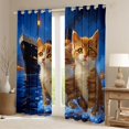 thumbnail image 2 of Homewish Orange Cat Curtains Pack of 2 (42x84 Each),Pet Kitten Curtains Blackout,Ocean Adventure Bedroom Curtains For Girls Teens,Breathable Home Decor, 2 of 6