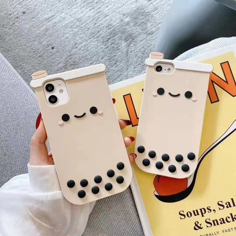 Kawaii Phone Cases Apply to iPhone 13,Cute 3D Cartoon Boba Milk