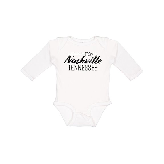 Inktastic From Nashville, Tennessee- State Capital Distressed Text Boys or Girls Long Sleeve Baby Bodysuit