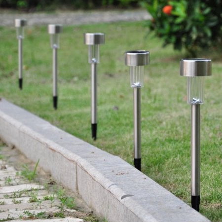 Zimtown 24pcs Solar Outdoor LED Light, Stainless Steel Path Walkway Lights for Landscape, Patio Pathways
