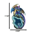 thumbnail image 5 of Metallic Blue Iridescent Dragon On Faux Geode Rock Quartz Crystal Cove Figurine, 5 of 9