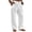 White, variant on Mens Linen Cotton Casual Pants, Lightweight Straight Leg Lounge Pants with Button Waist & Side Pockets, Loose Fit Summer Beach Yoga Trousers for Men, Comfortable Relaxed Fit Trousers Blackish Green L