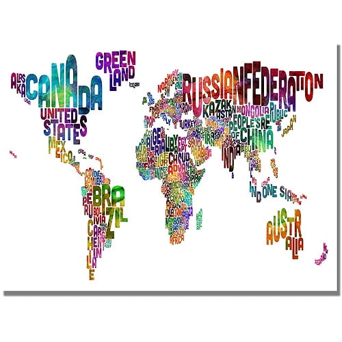 Trademark Art "Typography World Map III" Canvas Art by