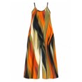 thumbnail image 7 of Women'S Summer Orange-Brown Stripes Wide Leg Jumpsuit Casual Loose Sleeveless Spaghetti Strap Romper With Pockets, 7 of 7