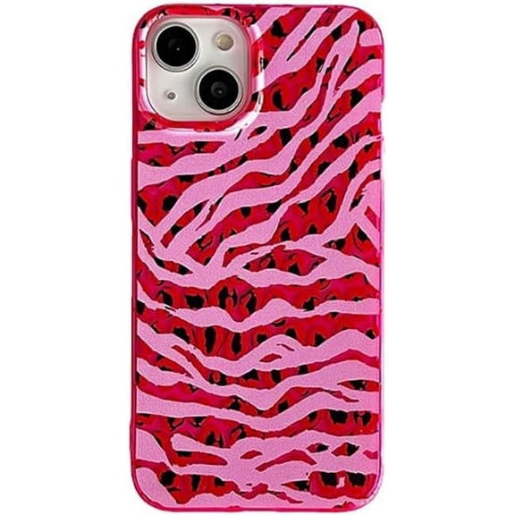 Fashion Leopard Print Soft Phone Case Compatible with iPhone Case (Red,iPhone 13 Mini)