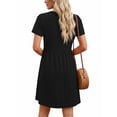 thumbnail image 4 of MOSHU Dresses for Women Crewneck Short Sleeves Women Dresses Casual A-Line Midi Dress with Pockets, 4 of 8