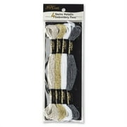 J & P Coats Metallic Embroidery Floss, Metallics, 8.75yds,Cotton, 4 Pack