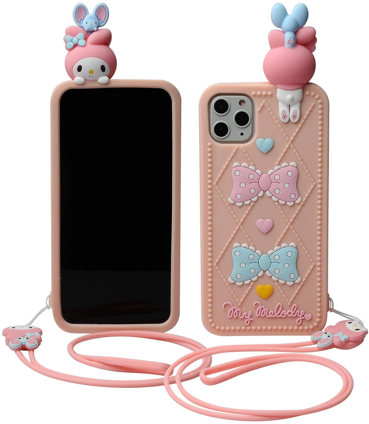 Yellow Bear, iPhone 11 TiKeDa iPhone 11 Silicone Case with 3D Cartoon Animal Zipper Wallet Purse Holder Stand and Long Detachable Necklace for Apple iPhone 11 6.1