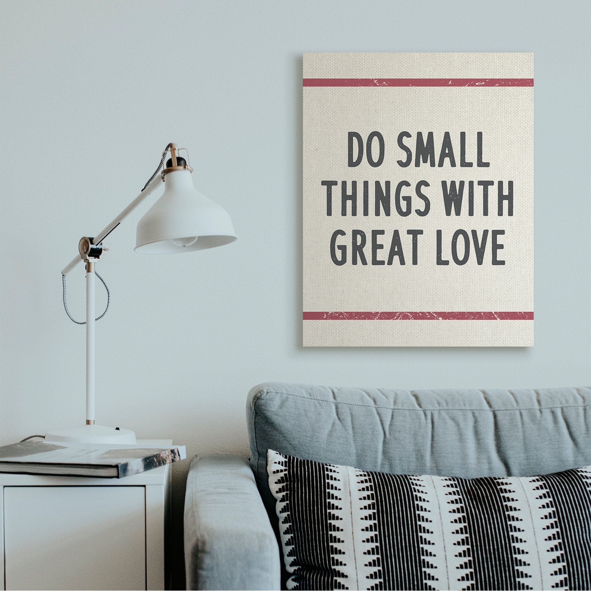 Stupell Industries Do Things with Great Love Red Bistro Stripe Canvas Wall Art by Daphne Polselli