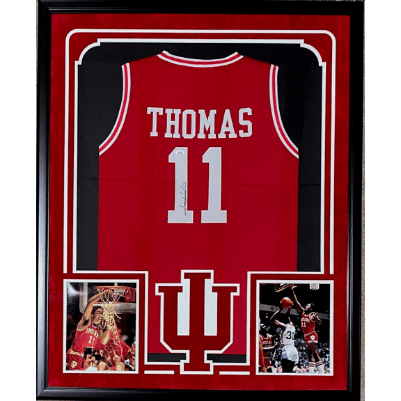 Isiah Thomas Signed Autographed Framed Red/White Jersey JSA Suede Cut Logo