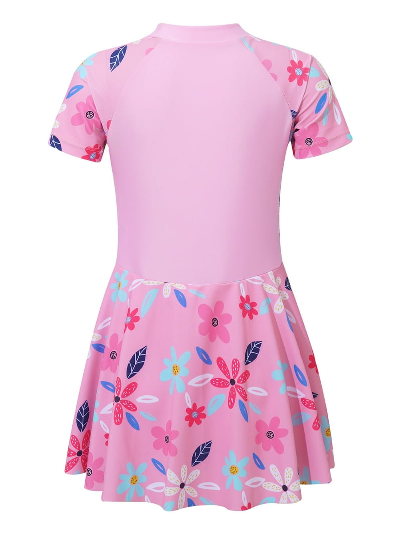 HULIJA Kids Girls Short Sleeve Rash Guard Dress Bodysuit Zipper Sun  Protection Swimsuits Wetsuit Pink XXL - Walmart.com