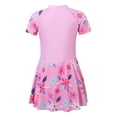 thumbnail image 2 of HULIJA Kids Girls Short Sleeve Rash Guard Dress Bodysuit Zipper Sun Protection Swimsuits Wetsuit Pink XXL, 2 of 5