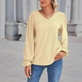 thumbnail image 6 of Xmarks Womens Lace Crochet V Neck flare Long Sleeve Button Down Shirt Casual T Shirts Blouses Pullover Tops Yellow M, 6 of 8
