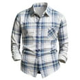 thumbnail image 4 of OGLCCG Plaid Shirts for Men Stretch Casual Button Down Shirts Spring Summer Lightweight Wrinkle Free Long Sleeve Dress Shirts with Pocket,L,Black 3, 4 of 4