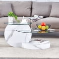 thumbnail image 1 of Modern Minimalist Tempered Glass Coffee Table,Transparent-White, 1 of 22