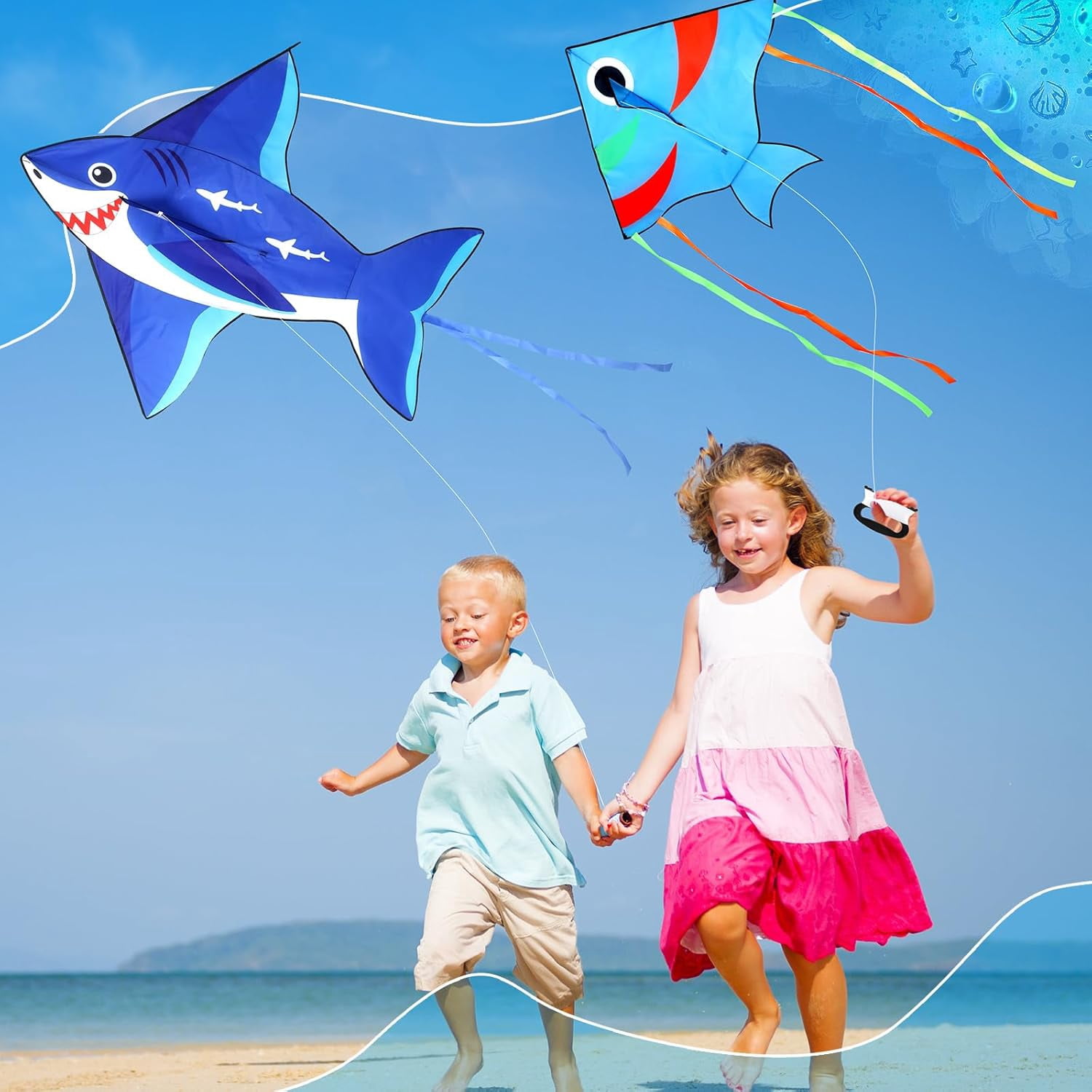 6 Pack Large Butterfly Dragonfly Owl Parrot Eagle Goldfish Kites for Kids and Adults, Easy to Fly Outdoor Beach Games and Activities Gift Set (Cute Style)