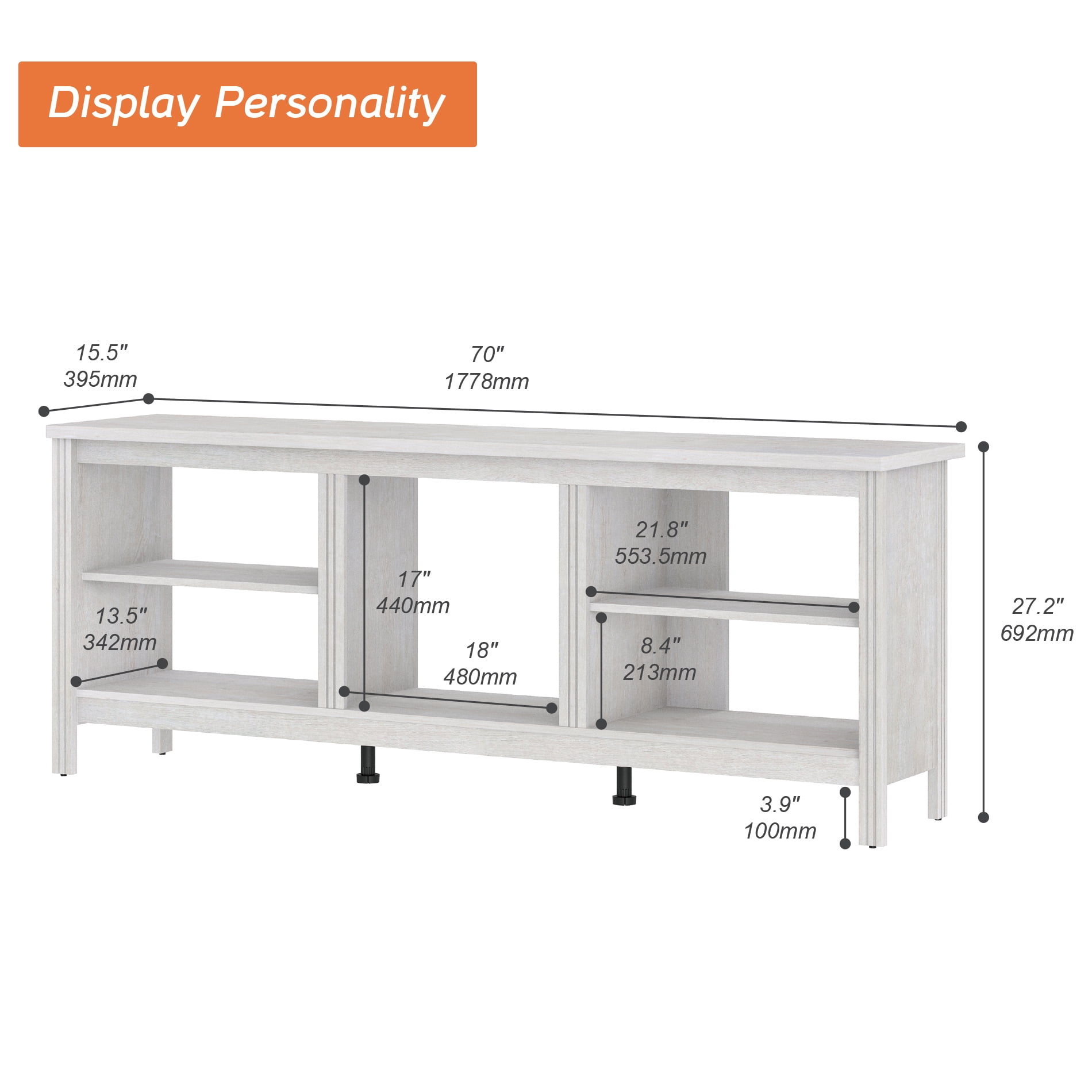 WAMPAT 70 Inch Farmhouse Entertainment Center for Up to 75 Inch TV, White Media Console Table