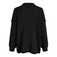 thumbnail image 4 of idosla Womens Cropped Cardigans Trendy 2025 Ruffle Open Front Chunky Knit Sweater Oversized Button Down Fall Clothes (Black, S), 4 of 7