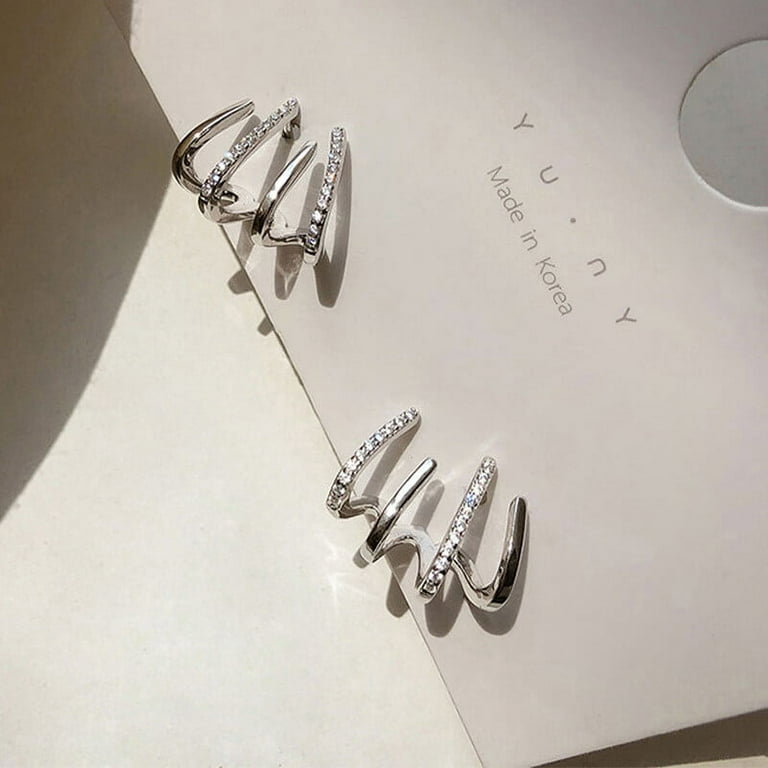 Ostrifin Earing Claw Ear Hook Clip Earrings Women Four-Prong Setting  Fashion Earrings 