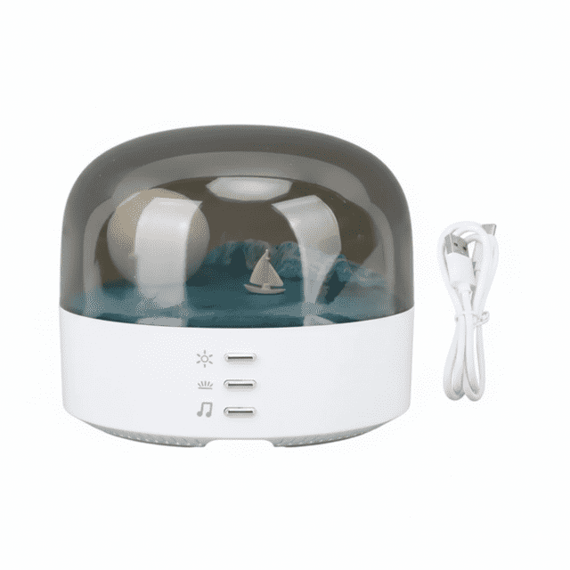 Moon & Sea LED Night Light with Bluetooth Speaker – Color Changing, Adjustable Brightness, 2 Lighting Modes, Type-C USB, Home Decor, Gift for Kids/Adults