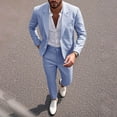thumbnail image 6 of Ceisia Men's Slim-Fit Linen Blend Suit Blazer and Pants Set Blue M Gifts for Father, 6 of 9