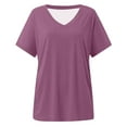 thumbnail image 5 of vigerkar Women's Vneck T-Shirt Lightweight Short Sleeve Cotton Tee for Daily Fashion Clothes (Purple, XXL), 5 of 7
