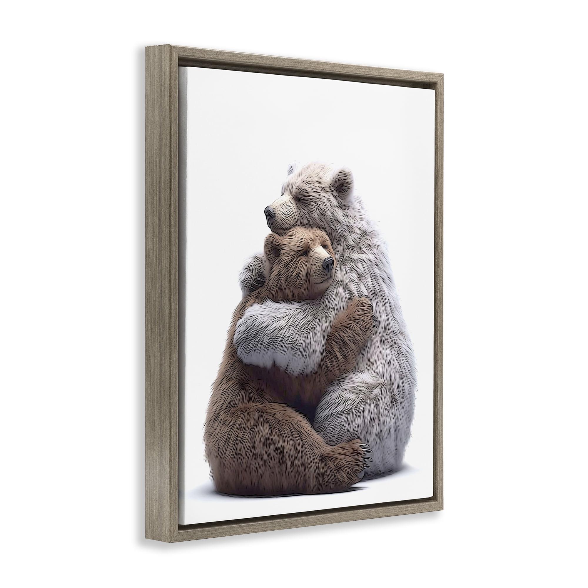 Stupell Industries Hugging Bear Pair Animals & Insects Painting Brown Floater Framed Art Print Wall Art, 25 x 31