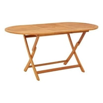 Pemberly Row Medium Foldable Solid Eucalyptus Wood Garden Table in Brown