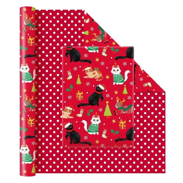 Papel de regalo WERNNSAI Cat Christmas 17 x 10 m