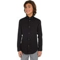 thumbnail image 7 of Calvin Klein Boys' Long Sleeve Sateen Dress Shirt, Style with Buttoned Cuffs & Shirttail Hem 16 Black, 7 of 7