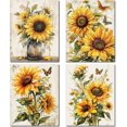 thumbnail image 1 of 4 piezas de impresiones de girasoles, arte de pared, lienzo de plantas, póster vintage, imagen de flores, decoraciones de pared, lienzo rústico floral, arte de pared rectangular, fibra química, óleo, 1 of 7