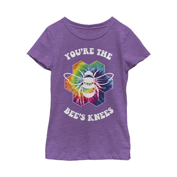 Girl's Lost Gods Bee's Knees Tie-Dye  Graphic Tee Purple Berry Large