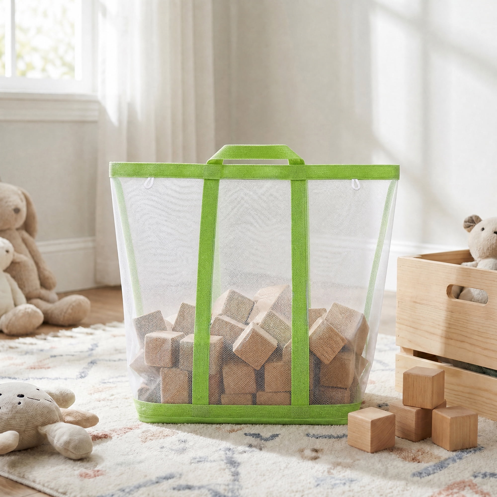 Unique Bargains Collapsible Polyester Laundry Hamper for Home and Travel Use 13.8"x8.7" Green